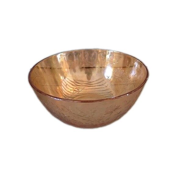 Jeanette Floral Marigold Iridescent Salad Bowl Carnival Vintage, Serving Dish - Picture 1 of 4